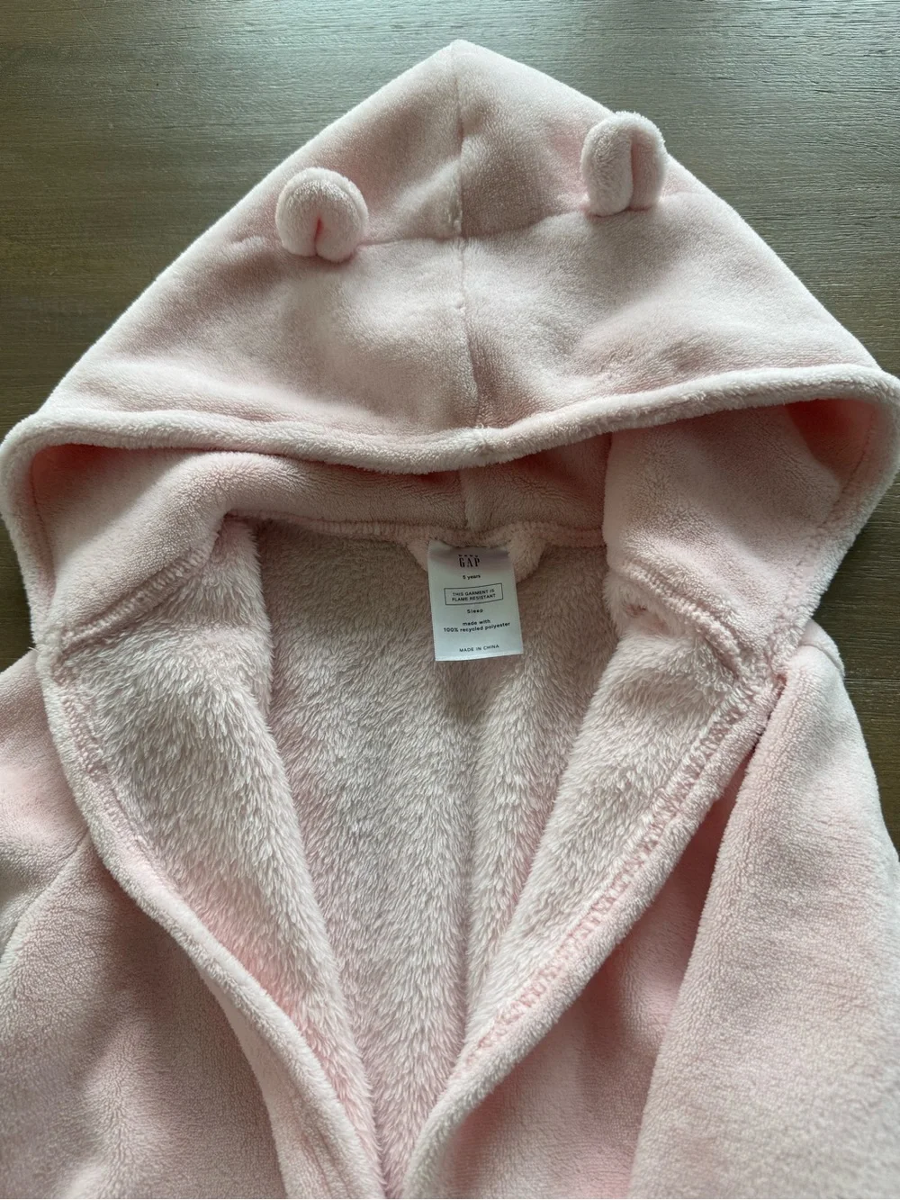 Gap Cozy Pink Hooded Kids' Plush Robe with Bear Ears